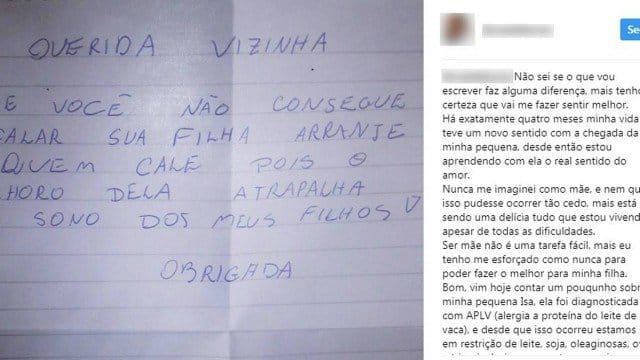 Vizinho manda bilhete