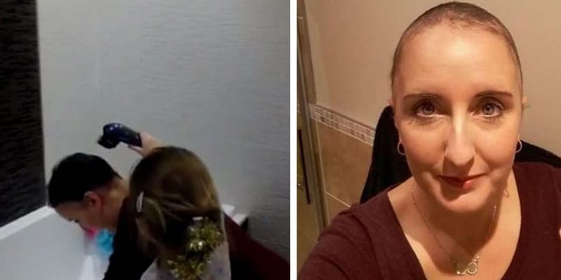 Menina de três anos aparece raspando cabelo da mãe com câncer de mama em vídeo tocante