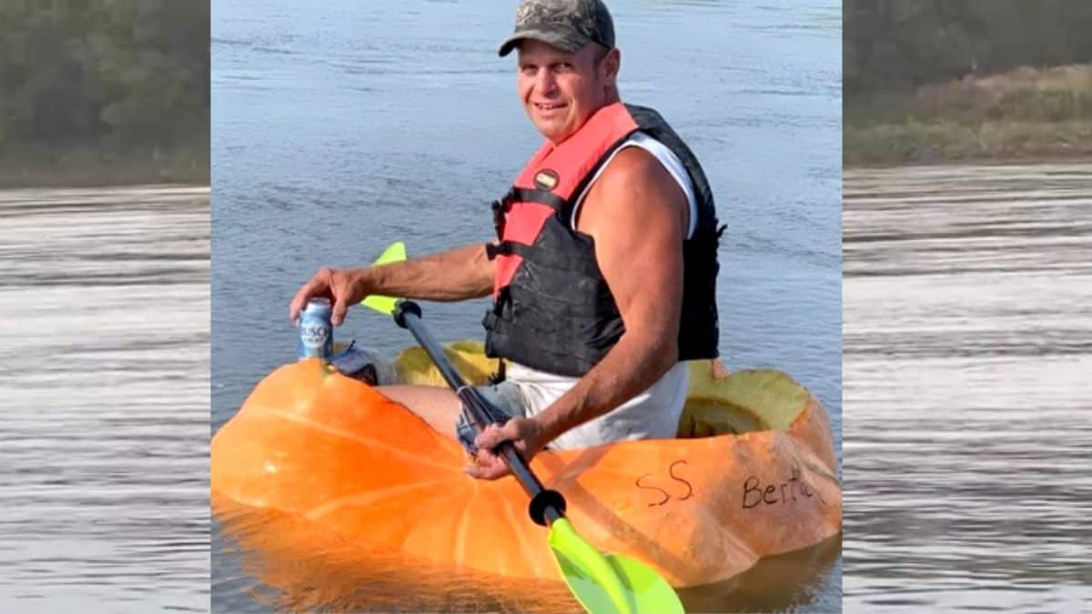 Homem veleja em abóbora gigante e bate recorde!