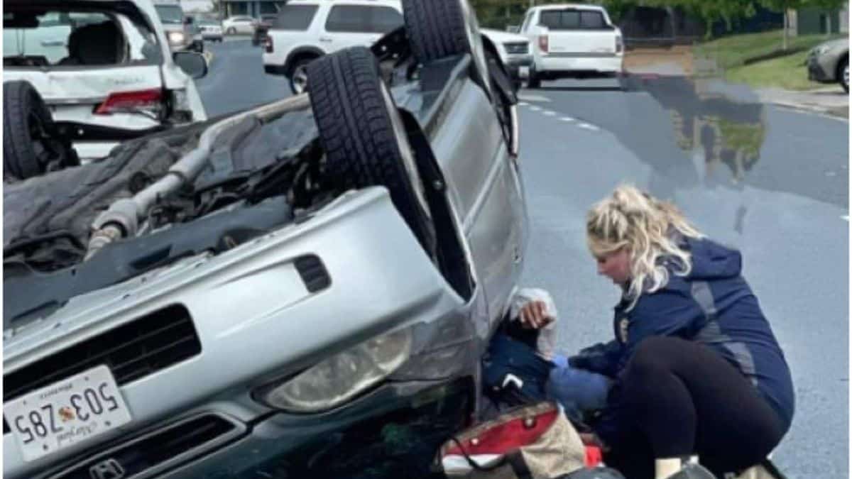 Bombeira grávida resgata vítima de acidente e dá à luz.