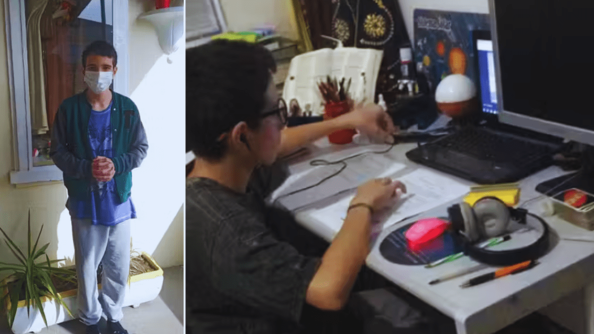Menino autista dá aulas de reforços gratuitas, nas redes sociais.